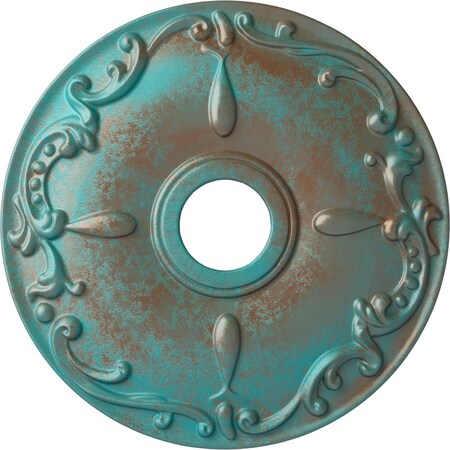 Ekena Millwork Kent Ceiling Medallion (Fits Canopies up to 5"), 18"OD x 3 1/2"ID x 1 1/4"P, Copper Green Patina CM18KECGS